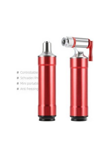 Vkemall Bisiklet İçin Co2 Şişirici - Presta Ve Schrader Valfler İçin Uyumlu - Basınç Ölçerli - Taşınabilir - Siyah Gaz Silindiri Dahil Değil