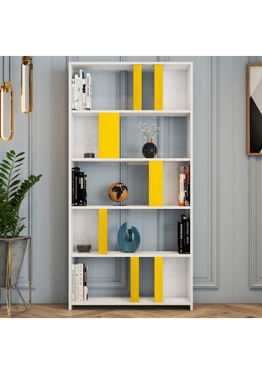 Variant Lima Çalışma Masası Ve Kitaplık Takımı - Beyaz / Sarı Beyaz