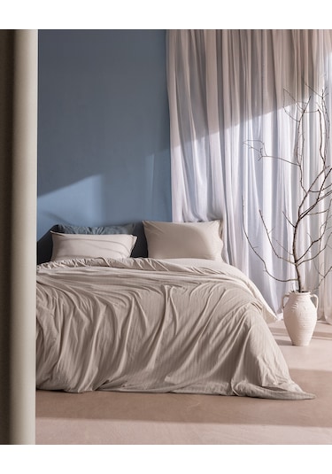 Madame Coco Marlene Tek Kişilik %100 Pamuk Penye Lastikli Nevresim Takımı - Bej 8684427198971 Ekru