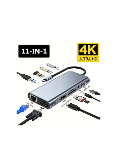 Xuweiwei 100 Mbps Macbook Uyumlu Windows Ve Usb C Dizüstü Bilgisayarlar İçin 11 Li Tip C Usb C Genişletme Ünitesi