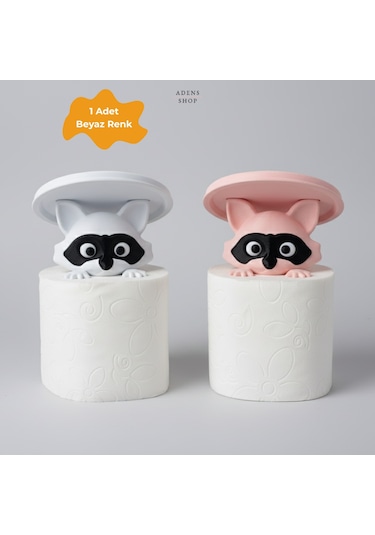 Haydut Rakunlar Dekoratif Tuvalet Kağıdı Tutucu Beyaz