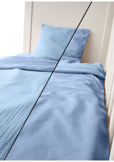 %100 Pamuk Muslin-akfil Bebek Nevresim Takımı Çift Yönlü Mavi