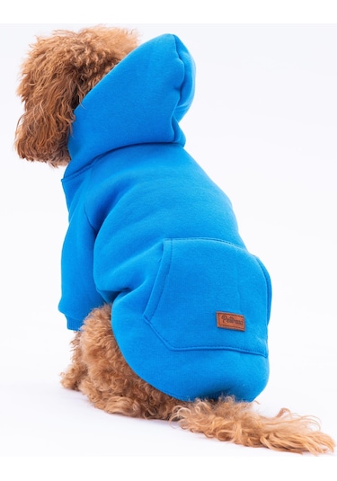 Mavi Kanguru Cepli Kedi-köpek Hoodie- Sweatshirt Kedi Köpek Kıyafeti