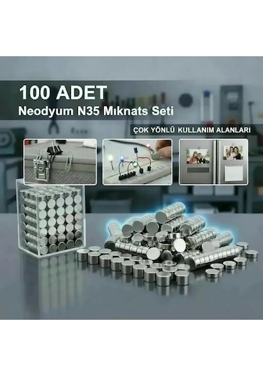 100 Lü 8x3mm Yuvarlak Neodyum Mıknatıs Lisinya