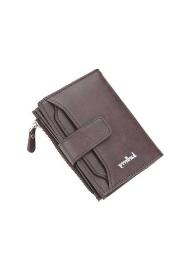 Createtech Baellerry D3218 Erkek Fermuar Cüzdan, Geniş Kapasiteli Kart Yuvası, Kahverengi Kahverengi