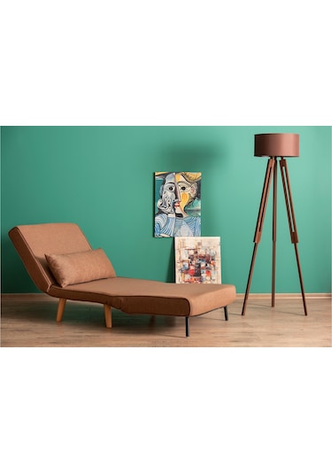 Folde 80 Tekli Yataklı Katlanır Koltuk Keten Açık Kahve Açık Kahverengi