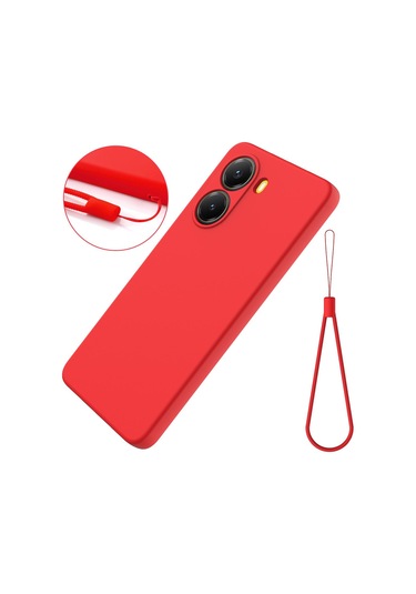 Xiaomi Poco X7 Pro İçin Düz Renk Sıvı Silikon Damlamaz Tam Kapsama Telefon Kılıfı Kırmızı