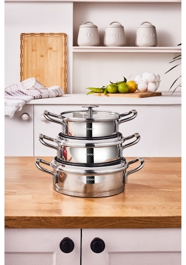 Karaca Vapor New İndüksiyon Tabanlı 6 Parça Çelik Sahan Set