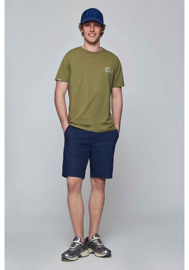 Tatum Haki Bisiklet Yaka Baskılı Standard Fit Erkek Tshirt Haki