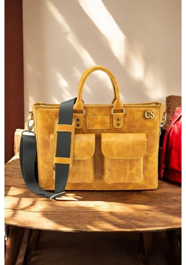 Evrak / Laptop Çantası - Hardal Sarısı-132162 Siyah