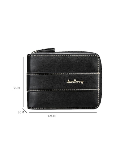 Zyzqstore Erkek Baellerry Küçük Cüzdan Toka Çoklu Kart Bozuk Para Üç Katlı Fermuarlı Koyu Kahve Koyu Kahverengi Cüzdan Koyu Kahverengi