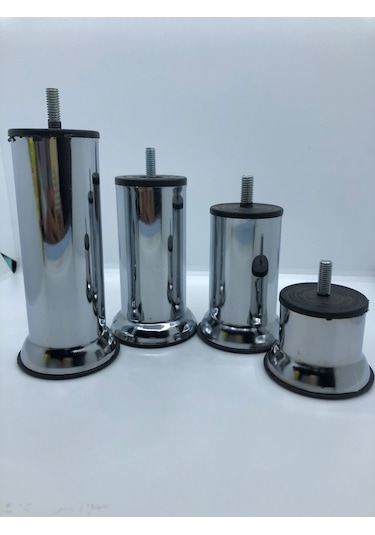 Metal, Krom 10 Cm İnce Diş M8 Vidalı Koltuk,baza,dolap Mobilya Ayağı 4 Adet Krom