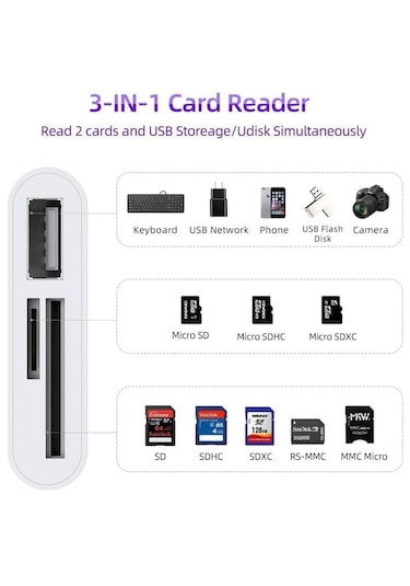 Type-c To Sd/micro Sd + Usb Kart Okuyucu Adaptör