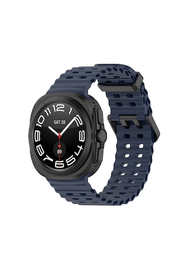 Butam Bilişim Galaxy Uyumlu Watch Ultra 47mm Krd-118 Tırtıklı Tasarım Silikon Kordon-midnight Blu
