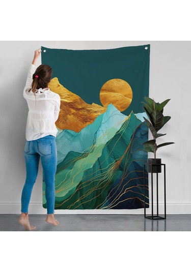 Dağların Üstündeki Güneş Manzarası Duvar Örtüsü-7648