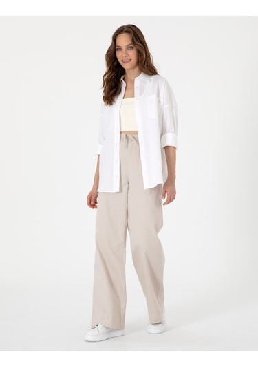 Pierre Cardin Kadın Beyaz Gömlek Desenli 50313596-vr013 Beyaz