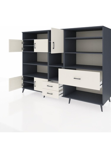 Kronos Dolap 13 Raflı 3 Çekmeceli 5 Kapaklı 220x59x163 Antrasit-a Antrasit-aytaşı