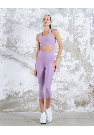 Toparlayıcı Spor Kapri Tayt Lila