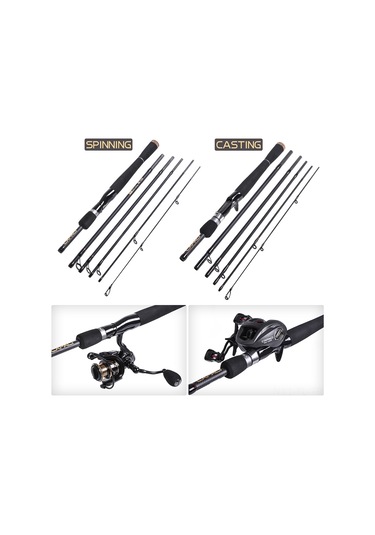 Lemestar Kompakt Seyahat İçin 6 Bölümlü 2.1m Karbon Fiber Ultra Hafif Spinning/casting Olta Kamışı Taşıma Çantasıyla