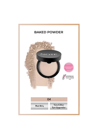 Note Cosmetique Baked Powder Mat Bitişli Fırınlanmış Toz Pudra - 04 Porcelain Ivory