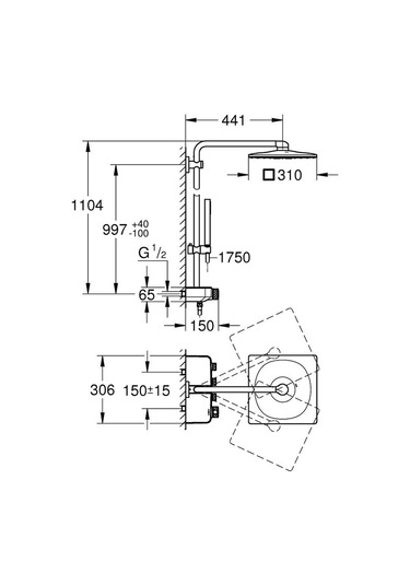Grohe Euphoria Smartcontrol System 310 Cube Duo Duvara Monte Termostatik Bataryalı Duş Sistemi 26508ls0