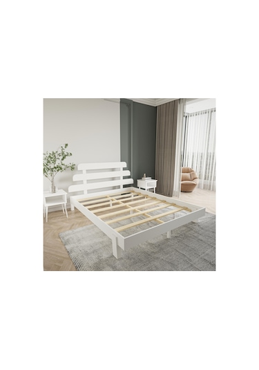 Lotus X New Firuze Model Beyaz Renk Ahşap Karyola-12 90 x 190