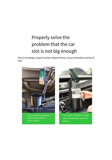Ulzyvf Ayarlanabilir Telefon Ve Bardak Tutucu, Araba İçin 2'si 1 Arada