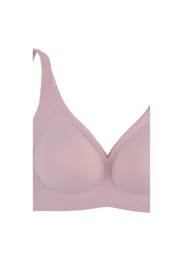 Balensiz Lazer Dikişsiz Kaplı Dekolteli Büstiyer Sütyen Pembe