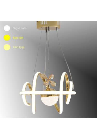 Tt005-ldtpl-sr Tt Ayd. Burgu Sarı Kaplama Toplu 3 Renk Led Avize SARI