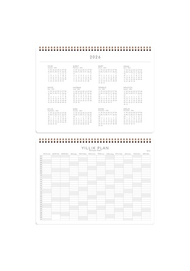 2026 Haftalık Spiralli Masaüstü Planlayıcı 24x34 Cm - Desk Planner Bordo Bordo