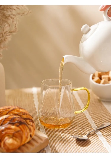 Magistro "yağmur" Cam Bardak Çay Ve Kahve İçin 320 Ml Hediye Bardak 124106390 Gri