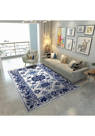 Mavi Vintage Çiçekler Yumuşak Mutfak Halısı Yorgunluk Önleyici Mutfak Halısı Su Geçirmez K Seti Koşucu Halı Mutfak Halısı 56864884