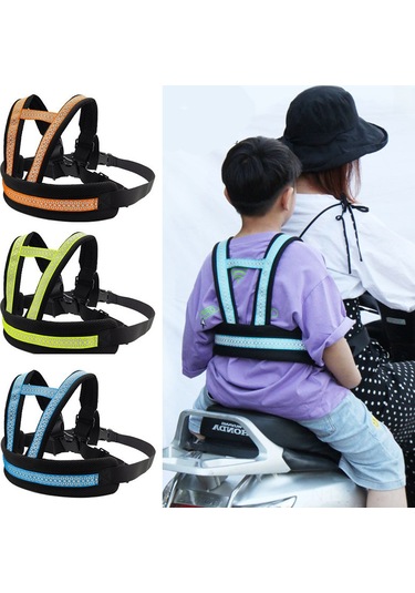 Vkemall Çocuk Elektrikli Motosiklet Güvenlik Kemerli Bel Bantı - Kollu Mavi Üstün Model + El Tutucu İle Denge Sağlama, Düşme Engelleme, 2 Yaş+ Uygun