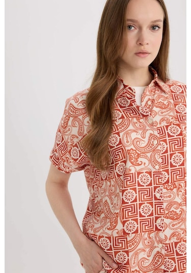 DeFacto Regular Fit Desenli Kısa Kollu Gömlek C9621AX25SPOG269