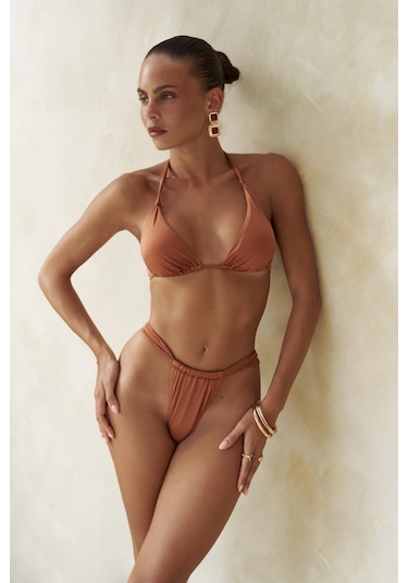 Mai Collection Mai Studios Co. Dahlia Askısı Düğüm Detaylı Kiremit Bikini Üstü Kiremit