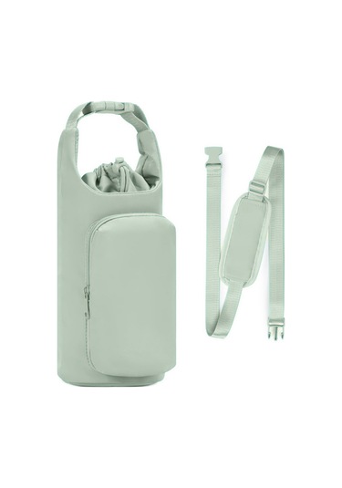 Ayarlanabilir Omuz Askılı Yalıtımlı Su Şişesi Çantası Yeşil
