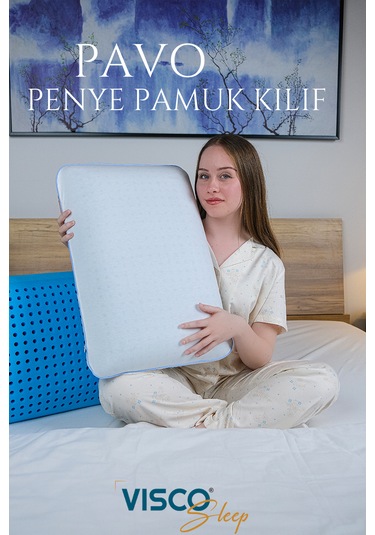 Visco Yastık Pavo Mavi Hava Kanallı Ergonomik Yastık 60x40x15 Cm