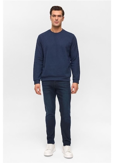 SÜVARİ Lacivert Regular Düz Bisiklet Yaka Sweatshirt Lacivert