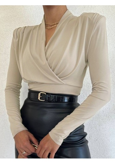 Ahes Shopping Vatkalı Kruvaze Model Sandy Bluz-bej Bej