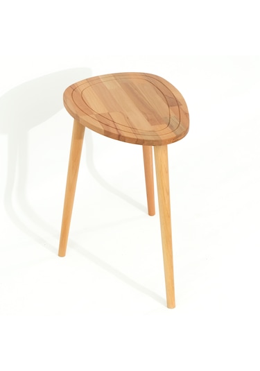 Sweet Naturel Renk Masif Doğal Ahşap Yan Sehpa Tekli Zigon Sehpa