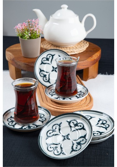 Ahenk 6'lı Porselen Çay Tabağı Seti Beyaz