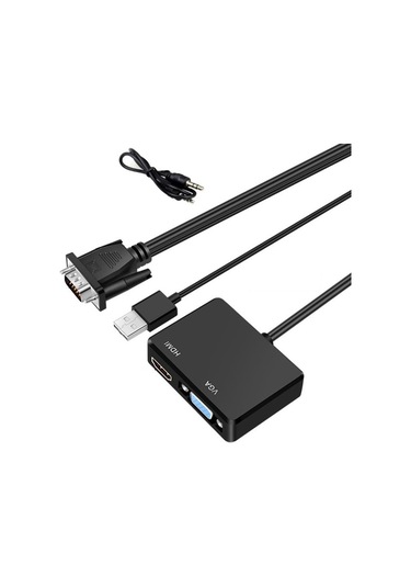 Vga To Vga+hdmi+3.5mm Çevirici Dönüştürücü Çoklayıcı Adaptör