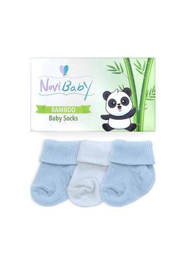 Novibaby 3'lü Bambu Yenidoğan Bebek Çorabı I Sky I 0-6 ay "Karışık Renkli"