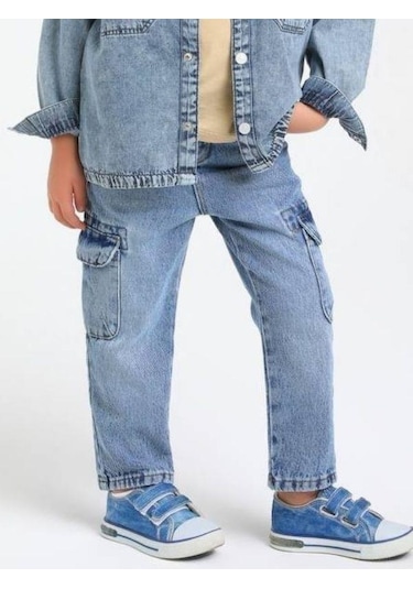 Jack Lions Erkek Bebek Kargo Cepli Kot Pantolon-14662 Buz Mavi