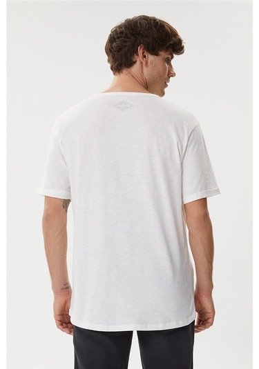 Lee Cooper Thomas Erkek Oversize Bisiklet Yaka T-Shirt Off Beyaz-14722 Beyaz