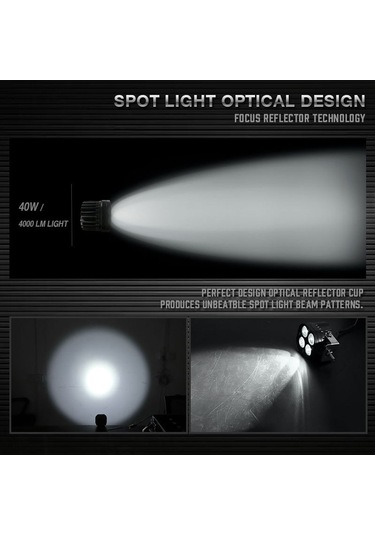 Yaozixa 40w 12-24v Suv Kamyon Led Isık Lambası 4000lm 6000k Beyaz Işık Ip67 Su Geçirmez 3 İnç Kare Faro Tek Adet