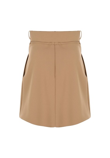 Kadın Yüksek Bel Pileli Etek Frn4050 CAMEL