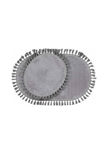 My Evilla Modern Simirna Dekoratif Peluş Oval Ponpon Saçaklı Klozet Takımı 001