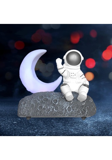 Homyl Ay Işığı Astronot Bluetooth Hoparlör Gümüş-grisi