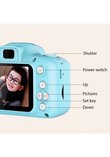 Springsun Mavi Çocuk Kamera: 720p Video, 8mp Fotoğraf, 2" Ekran, 32gb Destekli, 4 Saat Kullanim Süresi